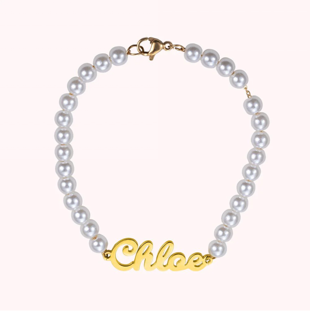 Bracelet perle blanc personnalisé