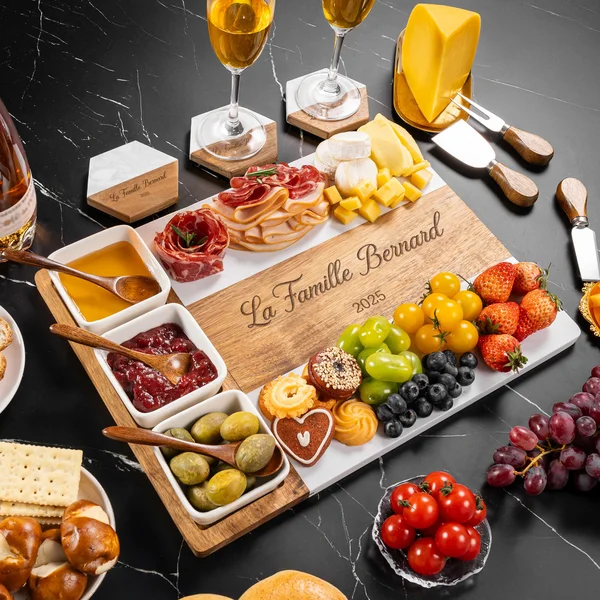 Planche à Fromage ou Sous-verres en Marbre Set Personnalisée