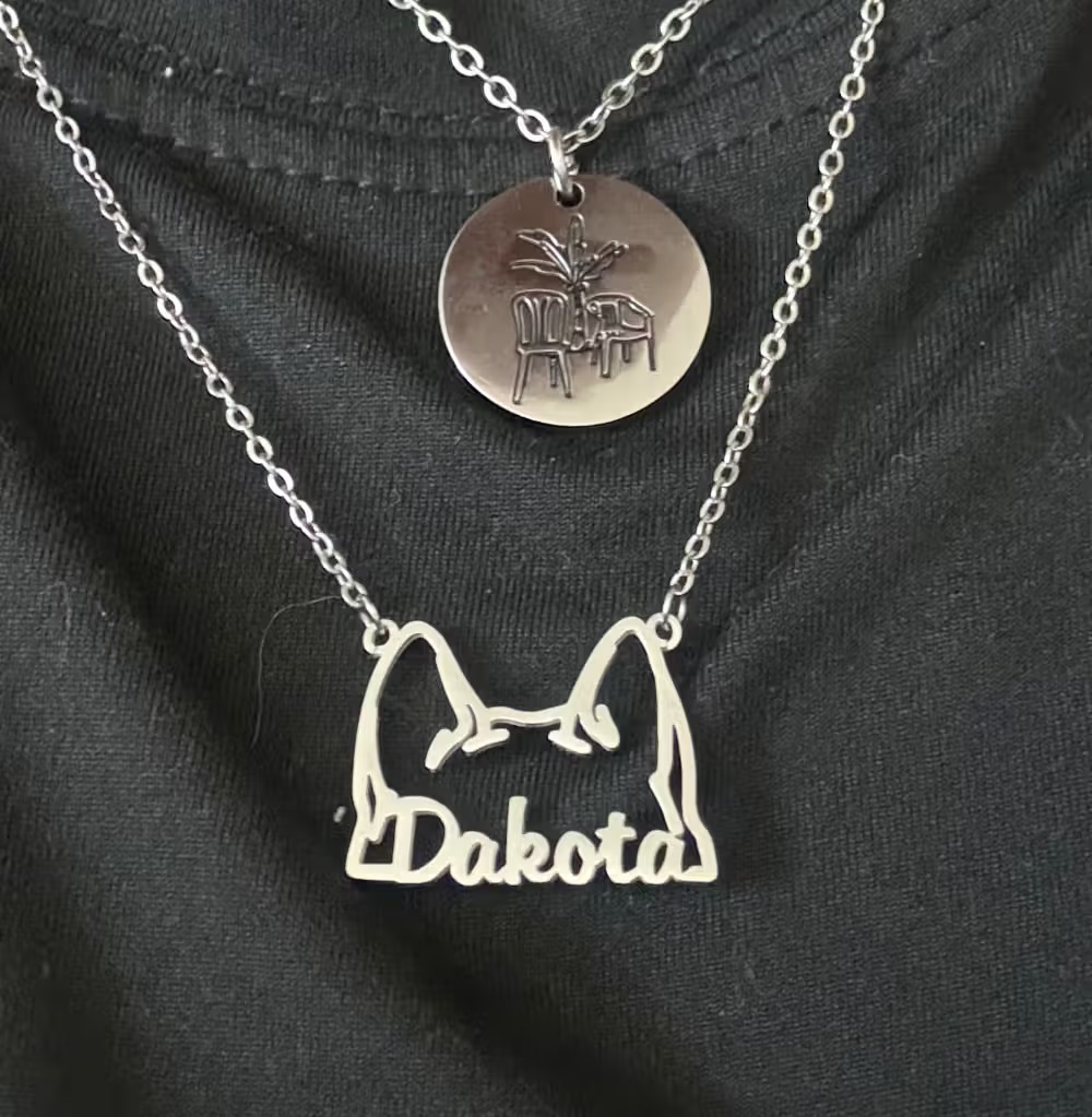le collier personnalisé avec le silhouette de chien