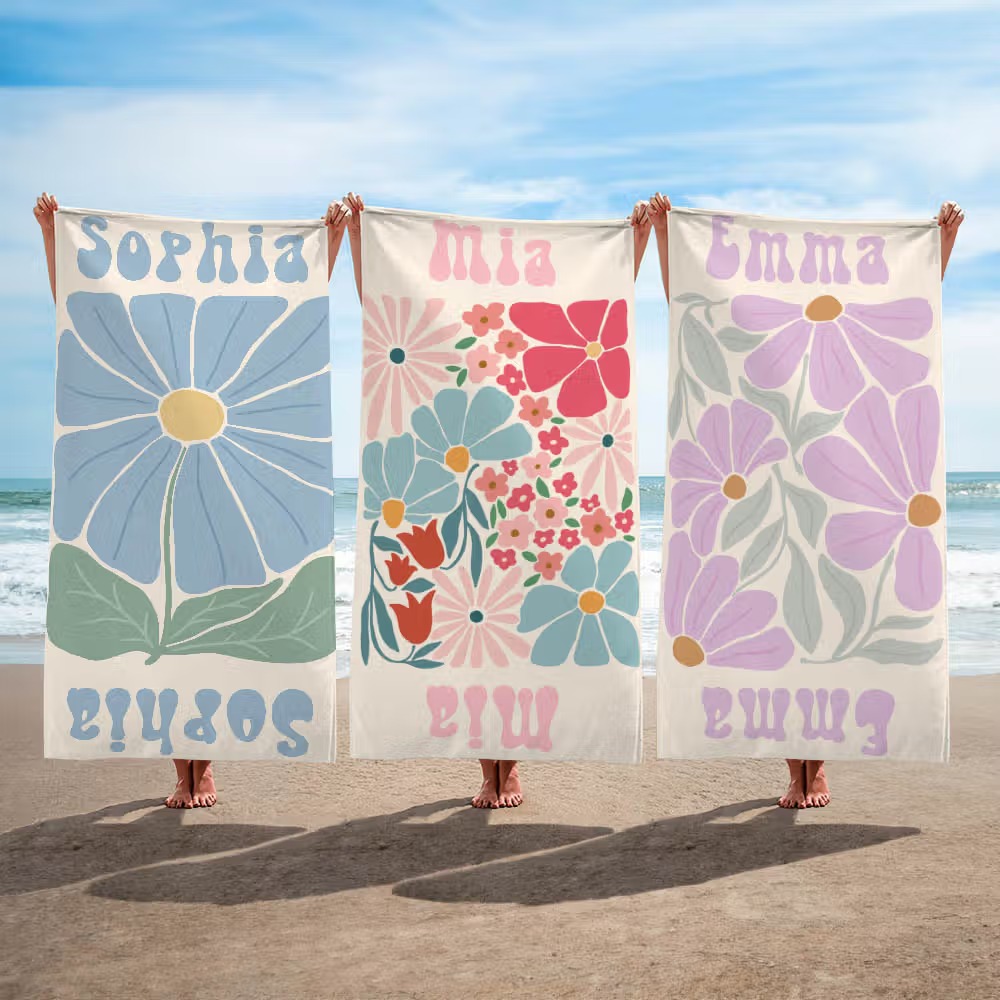 Personnalisez votre serviette de plage avec des motif de fleurs