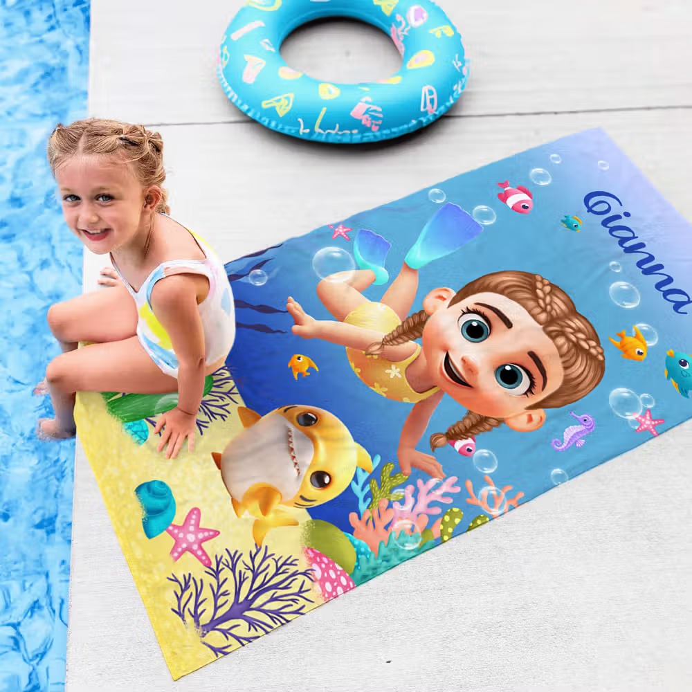 Personnalisez votre serviette de plage avec motif enfant