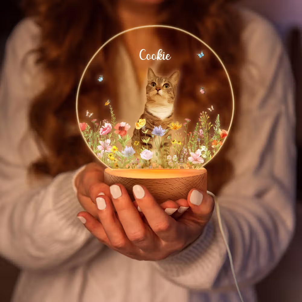 Veilleuse LED personnalisée avec photo de chat