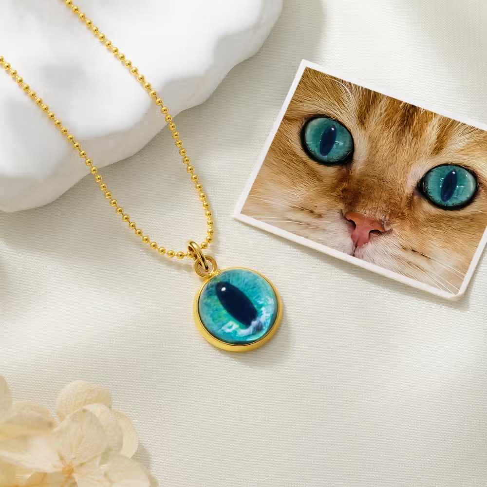 Collier personnalisé avec photo d'œil du chat