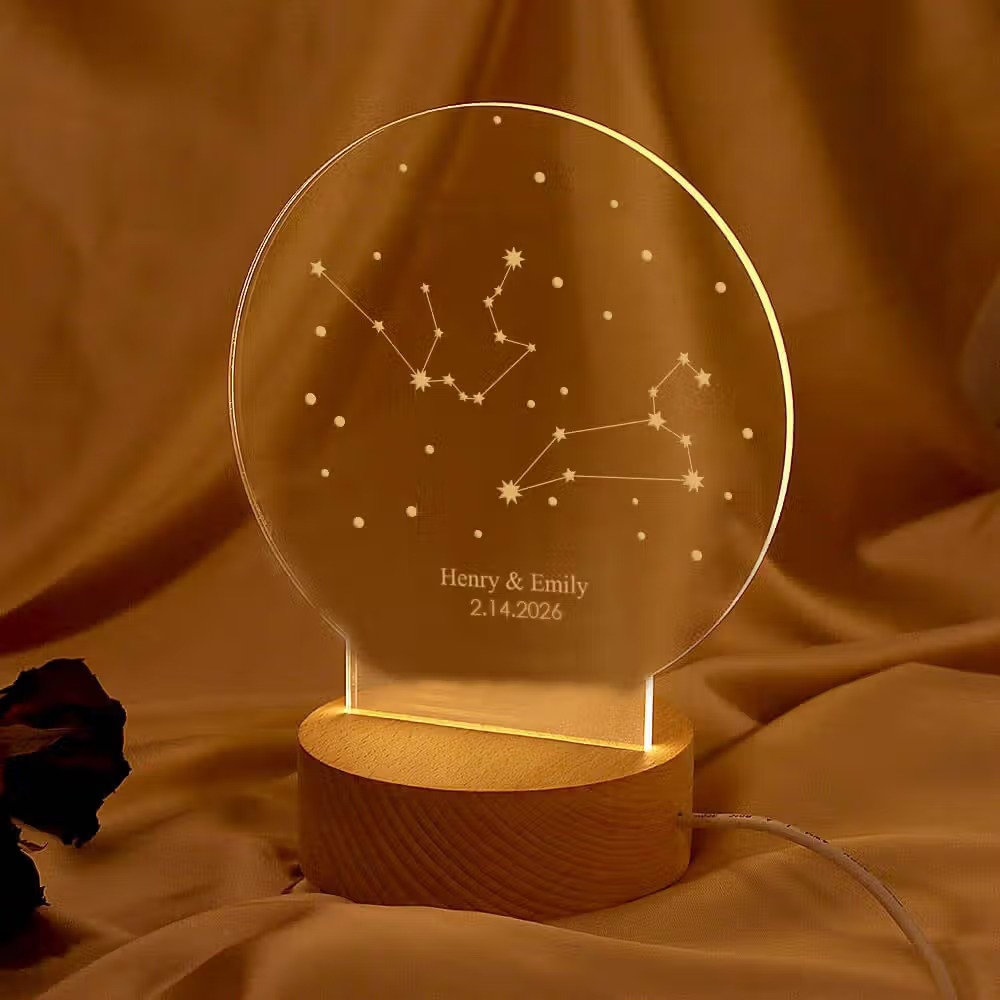 veilleuse lumière LED personnalisé avec signe astrologique