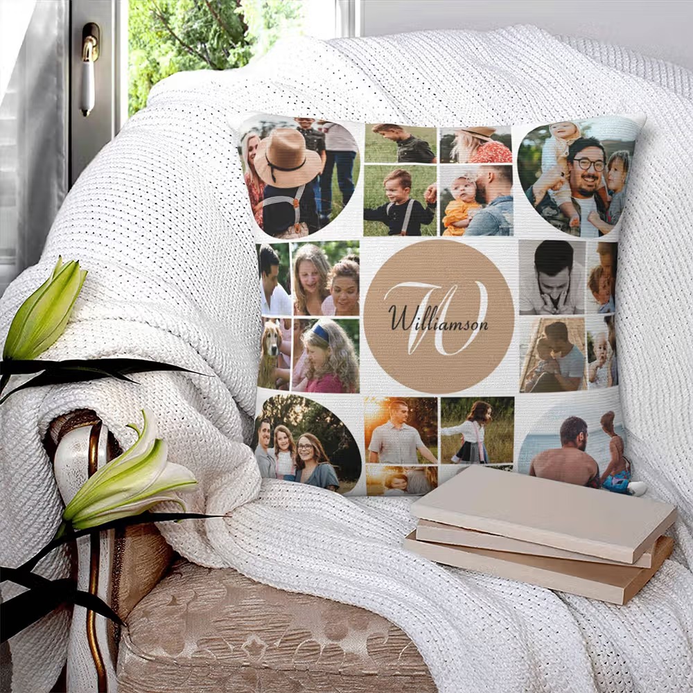 Housse de coussin personnalisée avec 20 photos : immortalisez vos précieux souvenirs