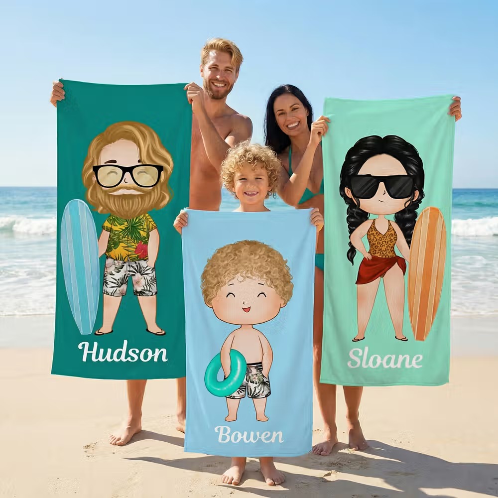 Une serviette de plage personnalisée avec personnage : l’accessoire idéal pour une fête d’été en famille