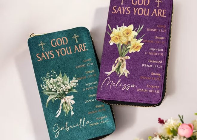 Portefeuille long en cuir PU avec nom et verset biblique : un cadeau religieux élégant et inspirant