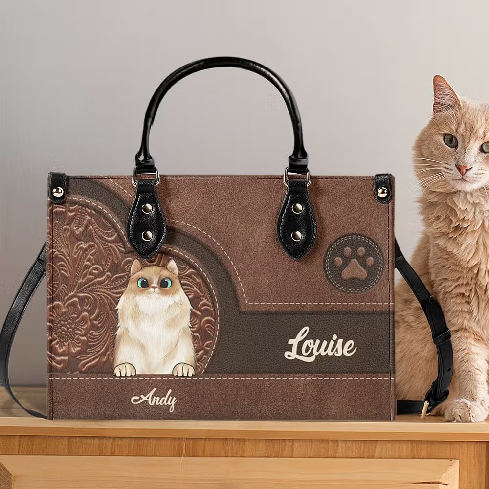 Sac à main en cuir PU personnalisé avec chats : l’accessoire tendance et touchant pour toutes les amoureuses des félins