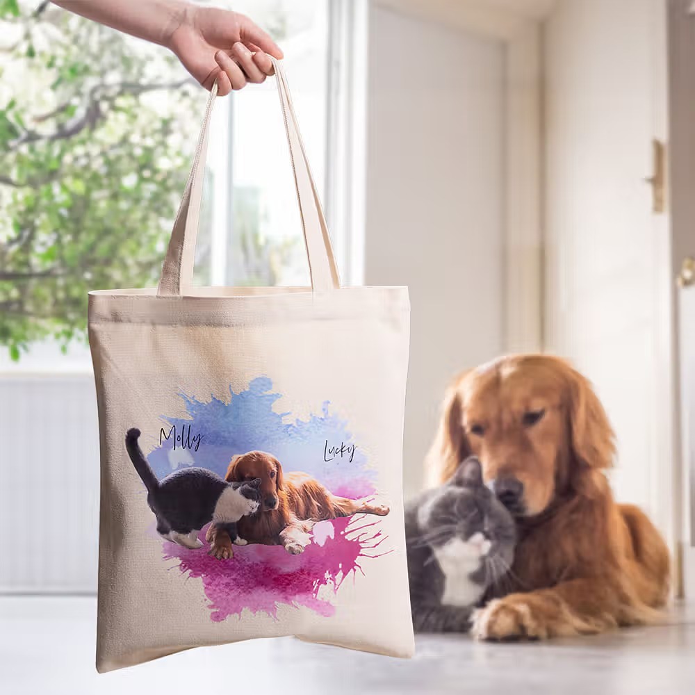 Sac en toile personnalisé avec photo d’animal : le grand cabas réutilisable pour amoureux des animaux