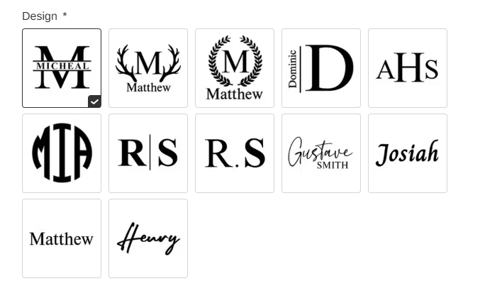 Aperçu des 12 styles de personnalisation disponibles pour le portefeuille homme