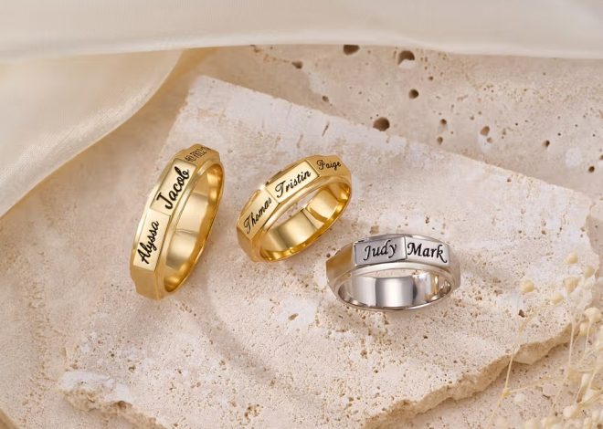 Bague de Famille Octogonale en Argent Sterling : Le Bijou Gravé aux Noms de Vos Proches