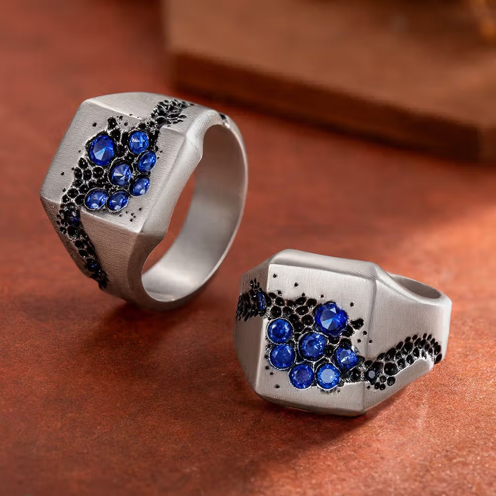 Chevalier Saphir Bleu Personnalisée : Le Cadeau d’Élégance pour Homme