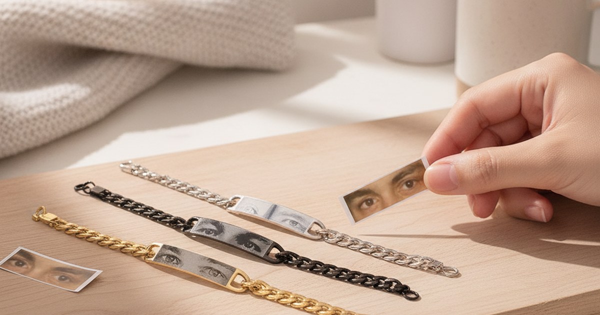 Bracelet Réglable Personnalisé avec Photo d’Yeux : Regard Amoureux à Porter