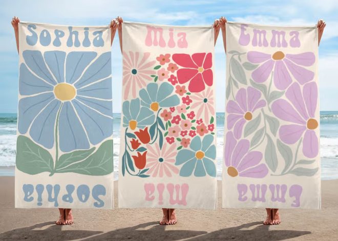 Serviette de Plage Personnalisée Motifs Floraux : L’Élégance Estivale à Séchage Rapide